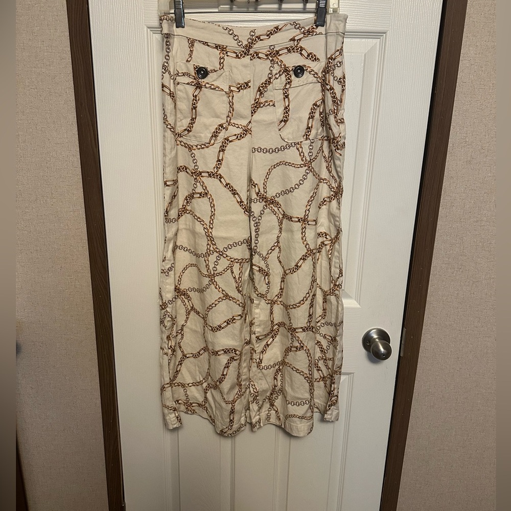 Maeve Cream and Brown Chain Print Jumpsuit